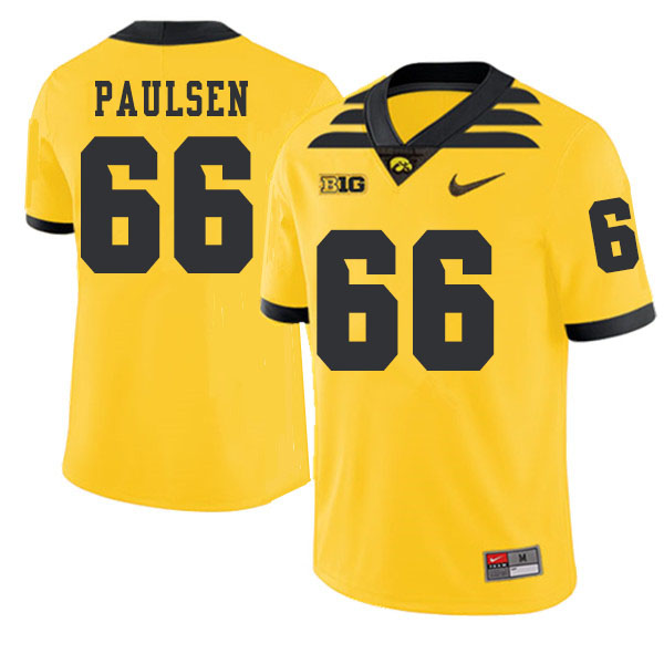2019 Men #66 Levi Paulsen Iowa Hawkeyes College Football Alternate Jerseys Sale-Gold